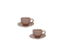 BRANDANI set 2 pezzi tazzina caffè con piattino in porcellana stoneware Calipso rosa cipria