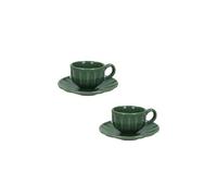 BRANDANI set 2 pezzi tazzina caffè con piattino in porcellana stoneware Calipso verde menta