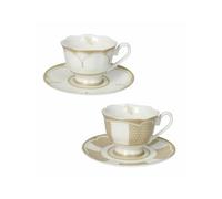 BRANDANI Set 2 Tazzine Caffè Bianco e Oro Golden Eye In New Bone China