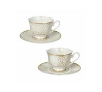 BRANDANI Set 2 Tazzine Caffè Bianco e Oro Golden Eye In New Bone China 51201