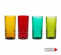 Brandani 53154 Set 4 Bicchieri Tiki colori assortiti vetro
