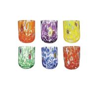 Brandani Set 6 Bicchieri Pavone Colorati in Vetro 400 ml - SKU 51372 - Bicchieri Assortiti per Acqua e Cocktail