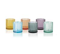 BRANDANI Plissè Set 6 Pezzi Bicchiere Shot Liquore 70ml Vetro Colorati