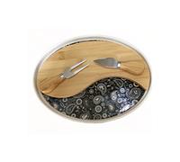 BRANDANI TAGLIERE SHANTI NERO PORCELLANA/BAMBOO CON 2 COLTELLI FORMAGGIO 52855