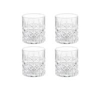 BRANDANI Tavola Set 4 Pezzi Bicchiere Tumbler in Vetro Trasparente Mosaico 320 ml