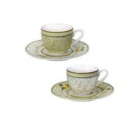 BRANDANI Tazza da caffè Espresso 50ml Set 2 Pezzi Limoni 250ml Porcellana