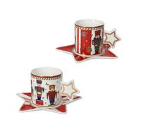 BRANDANI - Tazza da The Set 2 Pezzi Lo Schiaccianoci Tavola Natalizia 8 cm Porcellana 84174