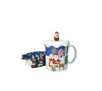 BRANDANI Tazza MUG Natalizia con Tappo e Calzini 9,5x8cm Porcellana