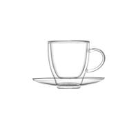 Brandani Set 2 pezzi tazzine da caffe in vetro con piattino dal design moderno