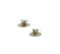 BRANDANI Tazzine Caffè “Coccole” - Set 2 pz con Piattini, New Bone China, D 13 × 8 h cm, Forno/Microonde/Freezer/Lavastoviglie