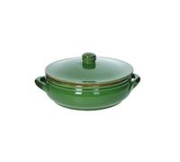 Brandani tegame basso con 2 manici e coperchio terracotta da fuoco verde Ø 27 cm