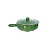 Brandani tegame basso con un manico e coperchio terracotta da fuoco verde Ø 27 cm