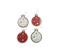 BRANDANI Tempo di Festa Decorazione Natalizia Sottomoka Set 4 Pezzi 9x12cm Ceram