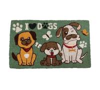 Brandani Zerbino Cani in Fibra di Cocco 45x75 cm - SKU 51271 - Zerbino Decorativo per Entrata con Cagnolini