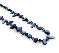 Brandelia - Collane colorate, da donna, lunghe, in madreperla e perle di vetro, vari modelli e Palladio, colore: blu cielo, cod. C.Nacar Azul Cielo