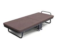 Brandina, Letto Singolo Pieghevole per Gli Ospiti con Schienale Regolabile, Lettino Portatile con Ruote, Spugna Altamente Resistente, Salvaspazio, Struttura in Metallo con(70cm)