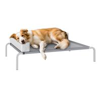 Brandina per Cani Rialzata 110x75x30 cm con Cuscino a L in Tessuto Grigio e Argento