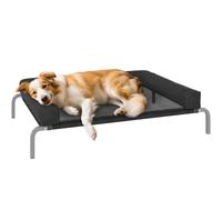 Brandina per Cani Rialzata 110x75x30 cm con Cuscino a U in Tessuto Nero e Argento