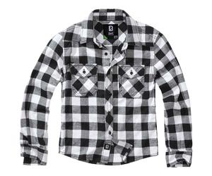 Brandit Bambini Camicia A Quadri Flanella Leggero Manica Lunga Bianco/Negro