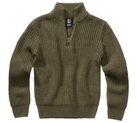 Brandit Bambini Marine Pullover Troyer Vestibilità Regolare Maniche Lunghe Oliva
