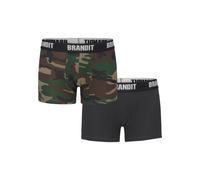 Brandit Boxer Shorts Logo 2 Pack, Uomo, woodl.+bla, M