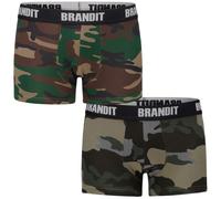 Brandit Boxershorts Logo 2 Pack Uomo Elasthane Biancheria Woodland / Dark Camo