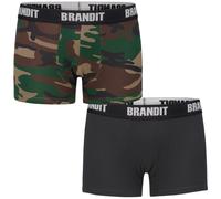 Brandit Boxershorts Logo 2 Pack Uomo Elasthane Biancheria Woodland / Dark Camo