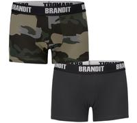 Brandit Boxershorts Logo 2 Pack Uomo Pantaloni Elasthane Cotone Dark Camo / Nero