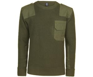 Brandit BW Pullover Mens Casual Work Military Sweater Warm Knitted Hiking Olive