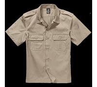 Brandit Camicia Americana Safari Khaki Beige Manica Corta Beigee Regular Bottoni