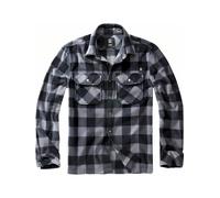 Brandit Camicia da uomo Jeff Fleece Shirt Long Sleeve Nero/Grigio M Nero