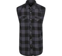Brandit Checkshirt Uomo Senza Maniche in Cotone Taglio Dritto Moto Nero Grigio