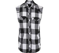 Brandit Checkshirt Camicia senza maniche, nero-bianco, taglia 2XL