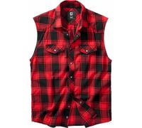 Brandit Sleeveless Checked Shirt Uomo Camicia Maniche Corte Nero/Grigio 100% Cotone Regular