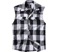 Brandit Checkshirt Camicia senza maniche, nero-bianco, taglia 2XL