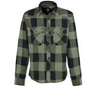 Brandit Check Shirt Camicia, Nero e Verde Oliva, XL Uomo