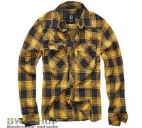 Brandit Check Shirt Long Sleeve, Color: Black-Yell, Size: S