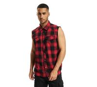 Brandit Checkshirt Camicia senza maniche, nero-rosso, taglia 7XL