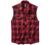 Brandit Checkshirt Senza Maniche Uomo Cotone Taglio Dritto Moto Rosso Nero