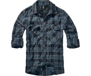 Brandit Checkshirt Uomo Camicia Maniche Lunghe Blu/Grigio/Nero 100% Cotone Regular