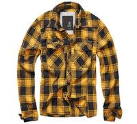 Brandit Checkshirt Uomo Camicia Maniche Lunghe Nero/Giallo L 100% Cotone Regular