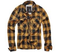 Brandit Checkshirt Uomo Camicia Maniche Lunghe Nero/Giallo XL 100% Cotone Regular