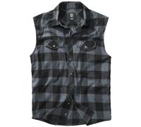 Brandit Checkshirt Uomo Senza Maniche in Cotone Taglio Dritto Moto Nero Grigio
