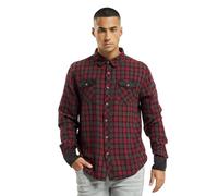 Brandit Duncan Check Shirt Long Sleeve, Uomo, Red-Brown, 5XL