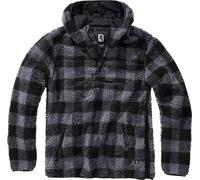 Brandit Felpa da uomo Teddyfleece Worker Pullover Nero/Grigio M Nero