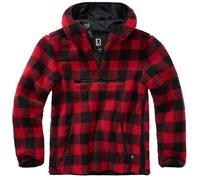 Brandit Teddyfleece Worker Pullover, nero/rosso, Taglia 7XL