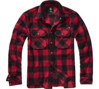 Brandit Jeff Fleece Camicia, rosso/nero, Taglia XL