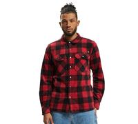 Brandit Jeff Fleece Shirt Long Sleeve, Uomo, Red/Black, XL