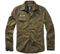 Brandit Luis Vintage Camicia con Distintivi Uomo Casuale Urbano Cotone Oliva