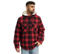 Brandit Lumber Jacket Hooded, Color: red/black, Size: L